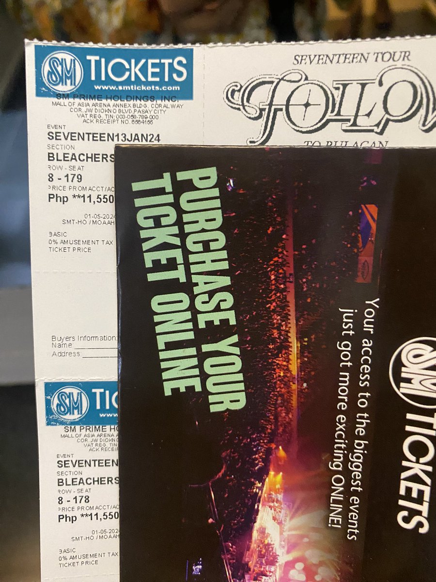 Johnadfsta's tweet photo. @yooncarteu Selling 2 tickets for Seventeen Concert 
Day 1 . January 13

 Premium Bleachers . 
13k 
Pm me in fb messenger : johna de fiesta
Meet up metro Manila https://t.co/AKD9WcV5Yb