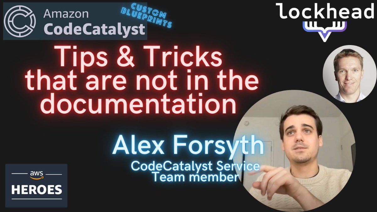 Alex Forsyth from the #CodeCatalyst team and I dived very deep to look at tips &amp; tricks on how to build #Custom #BluePrints 👥 , have a look on our recording

youtu.be/62AAceRKq5o

If you still have questions afterwards, add them here: forms.gle/53MuQdcSsCvbkM…