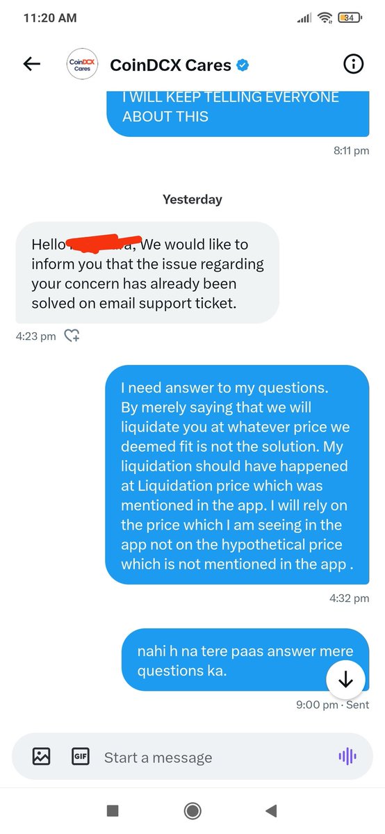 kalakandKhao's tweet photo. What do you expect from shady exchange @CoinDCX and their sh!tty support @CoinDCX_Cares . they don't have answer to my questions. It shows how arrogant they are in absence of proper crypto laws. #BanCrypto #BanCoinDCX #CoinDCXFraud https://t.co/kX7fVBskwP