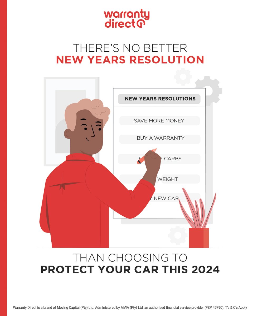 There’s no better New Year’s resolution than choosing to protect your car this 2024. Get a warranty now and invest in protecting your ride.

#WarrenYourWarrantyWizard #WarrantyDirect

Learn more: warrantydirect.co.za