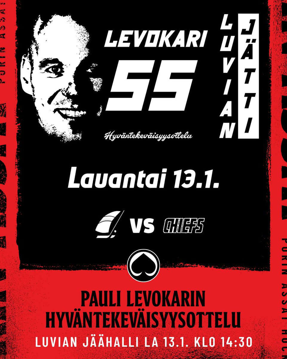 PorinAssat's tweet photo. Ässien kasvatti Pauli Levokarin hyväntekeväisyysottelu pelataan lauantaina!

Katso tästä lisää: https://t.co/9cPxcvniaX

#Ässät #Liiga #YHDESSÄ https://t.co/QhH7nUiA7R