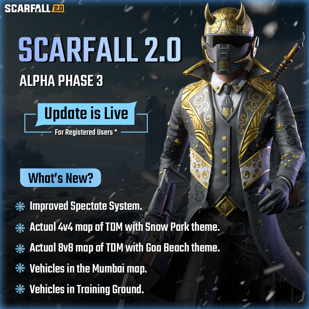 scarfall_2's tweet photo. 📷 ScarFall 2.0 Alpha Phase 3 Update is LIVE! 📷
packed with exciting new features that'll take your gaming experience to the next level!
Alpha Registration Link : https://t.co/THrzskg3oK
#scarfall #xsquads #scarfall2 #BattleRoyale #Lakshadweep #madeinindia #gaming #gaming_news https://t.co/P1oMWBnXHw