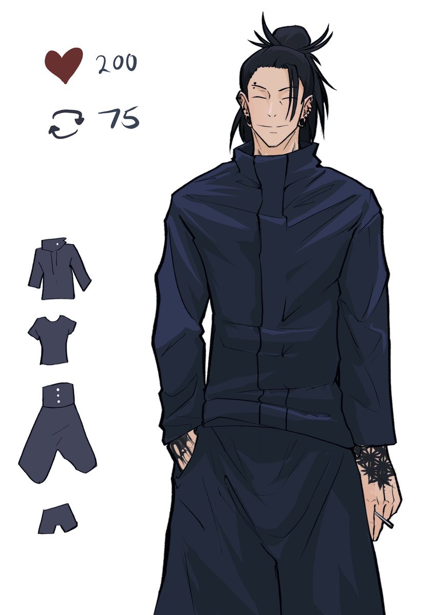 RubyMoon_Art's tweet photo. Geto sensei has had a rough day at work. 

Let’s help him relax and strip off the days stress.

200❤️ 75 🔁 for his jacket https://t.co/zMjHHFmvVY