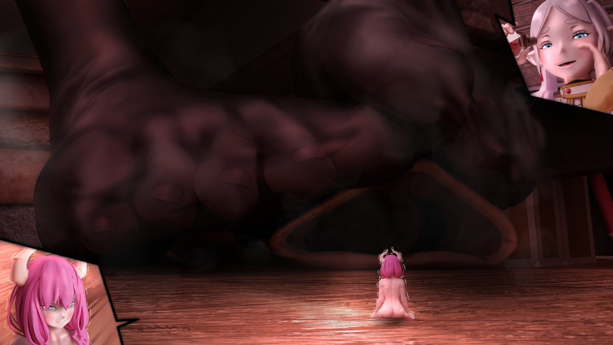 [Frieren's Pet]

As Frieren gazes down at the tiny figure of Aura, a wicked smile curves upon her lips.

 "Bug, climb in."

Frieren commands with a knowing smirk that dances across her face. It is a command laced with absolute dominance over the miniscule demon's soul...