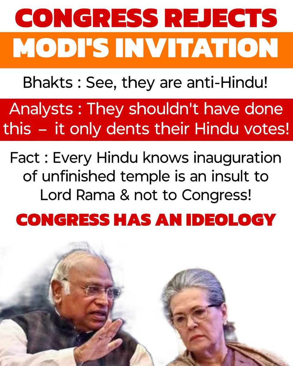 A devout Hindu realises difference between Hinduism & someone’s personal political agenda.
If Congress is Anti Hindu then so are the Shankaracharyas. 
STOP 🛑 fooling the nation in the name of Hinduism. 
#HinduismIsNotHindutva 
#JaiShriRam