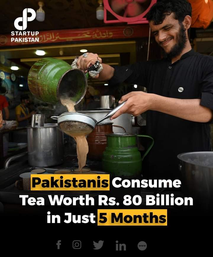 adilme09's tweet photo. Pakistanis consume Tea worth Rs. 80 billion in just 5 months.
Unbelievable 😳
#GoodMorningEveryone
#Dosupport
@mehsud_adil
@stats_feed
Via: @PakStartup https://t.co/fstwf5KOb7