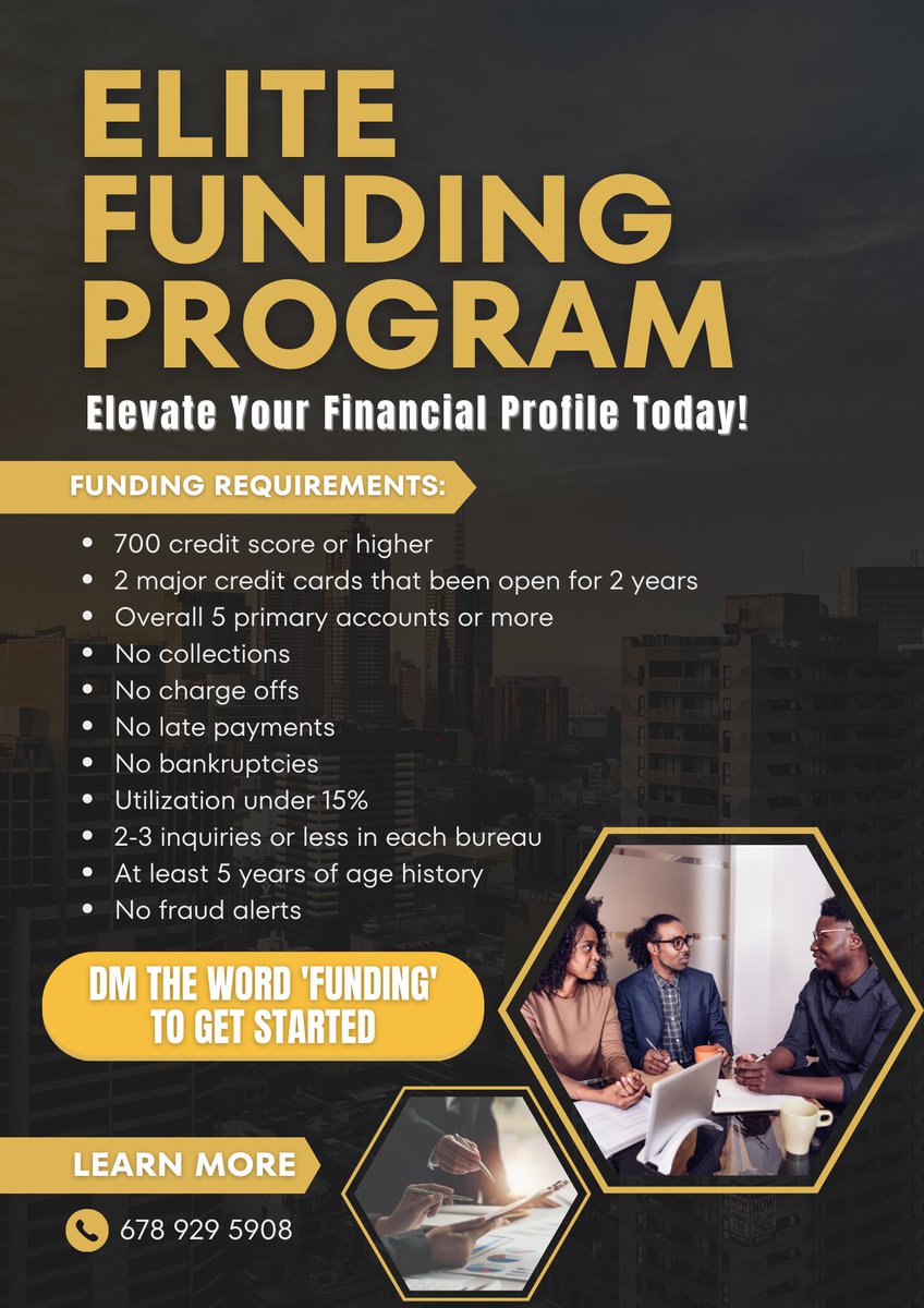 CreditCrasher's tweet photo. If you ready to secure at least $100k in funding to jump start a business. Comment “ Funding “ to get started 

#funding#businessaffairs #businessowners
#businesswoman #entrepreneur#Entrepreneurlife #autoloans#passiveincome #financialliteracy https://t.co/D4c5866Egg