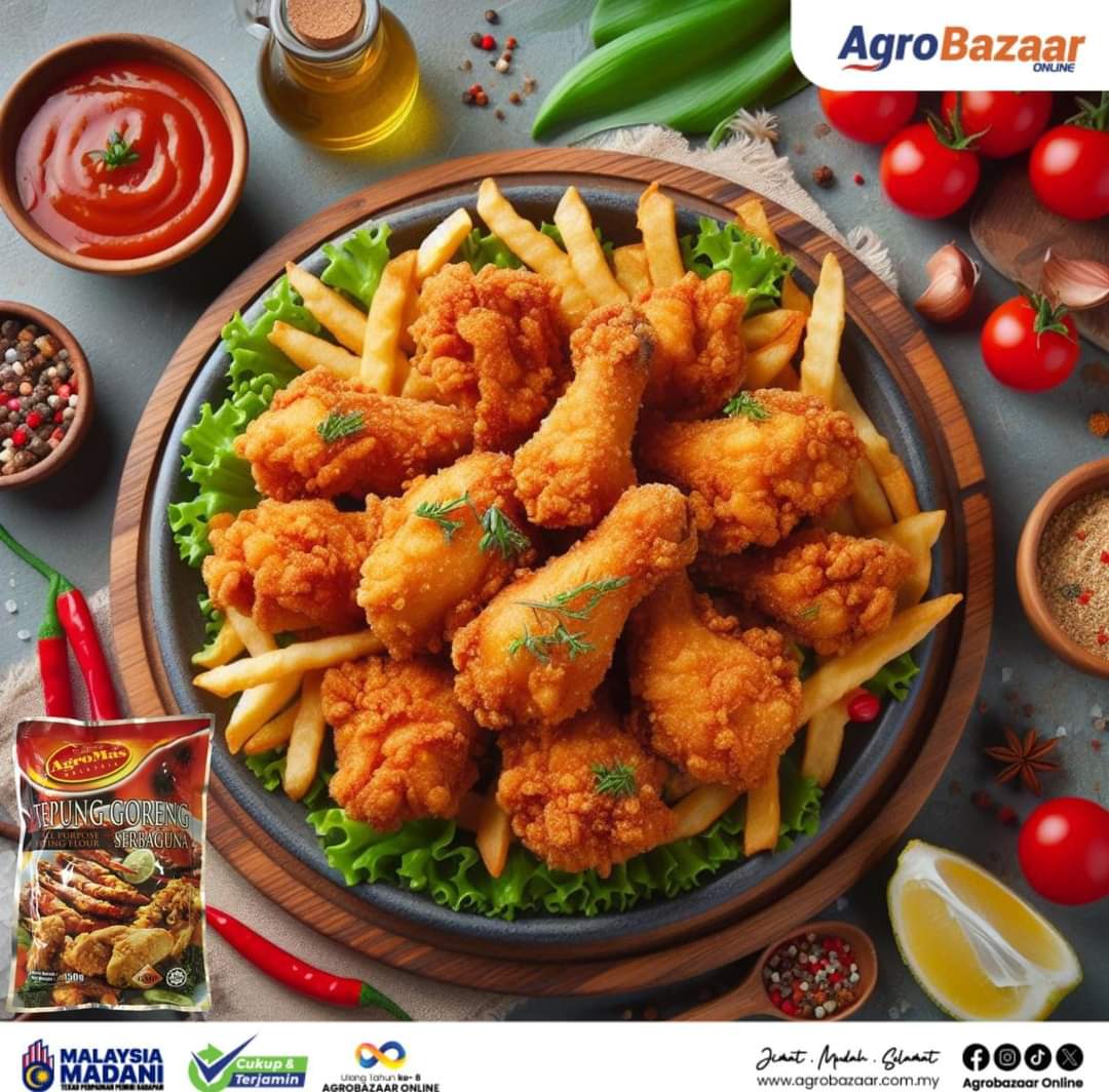🔴🟡Di Selangor ade🐔celup tepung....

🐔celup tepung sudah tentunya menjadi kegemaran ramai tidak kira peringkat tua mahupun muda. 

🍗Tepung Goreng Serbaguna (TGS) Agromas adalah tepung goreng istimewa, diadunkan dengan pelbagai ramuan rempah ratus terpilih....