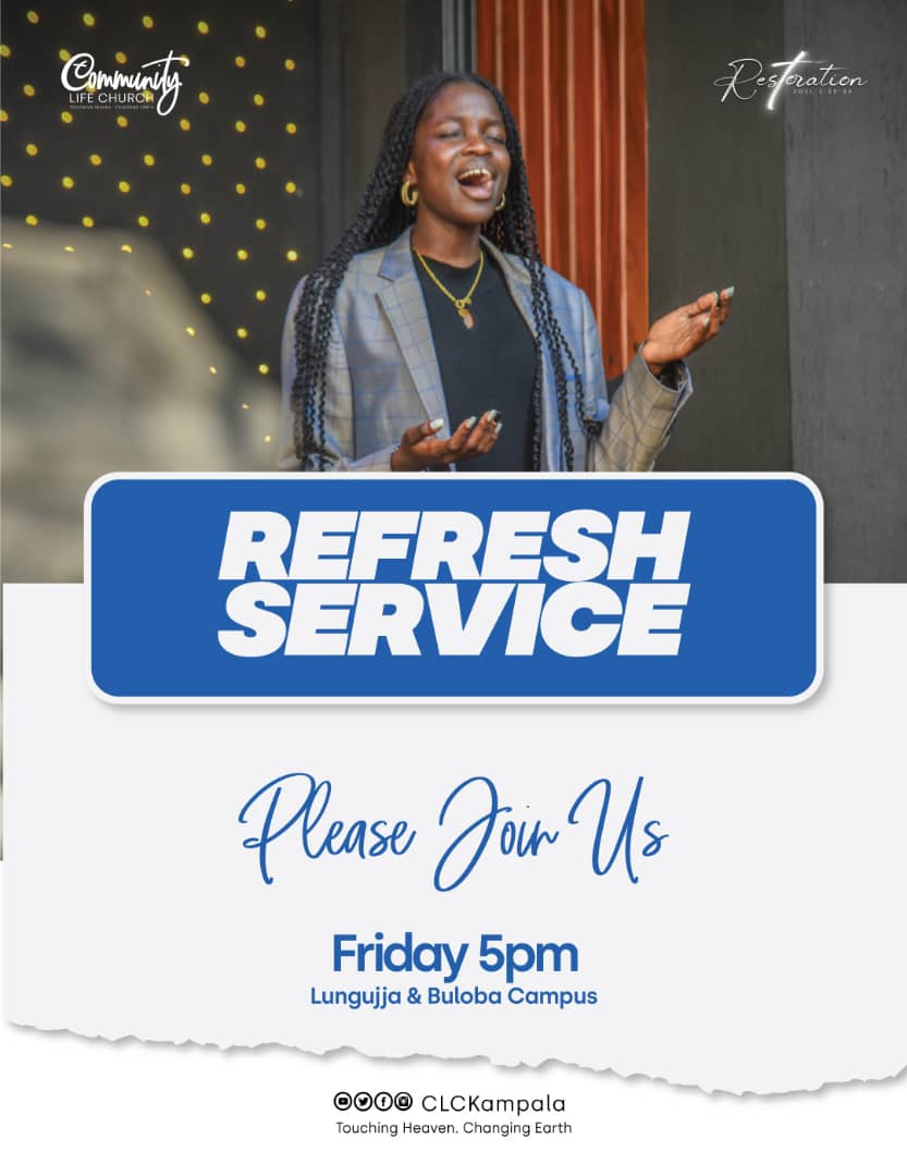 🌊🌧️🍶🥛

Be ready for a refreshing time, today. 😌🙏

A refreshing atmosphere filled with power and prayer awaits you this evening at 5PM.

#RefreshFridays
#CLCKampala