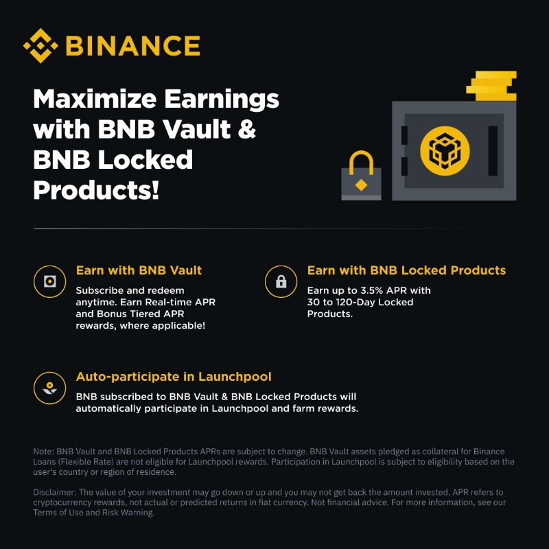 binance's tweet photo. Looking to maximise your #BNB rewards?

#Binance Simple Earn offers a range of products that could give you the opportunity to do so 🫡

Explore today ⤵️