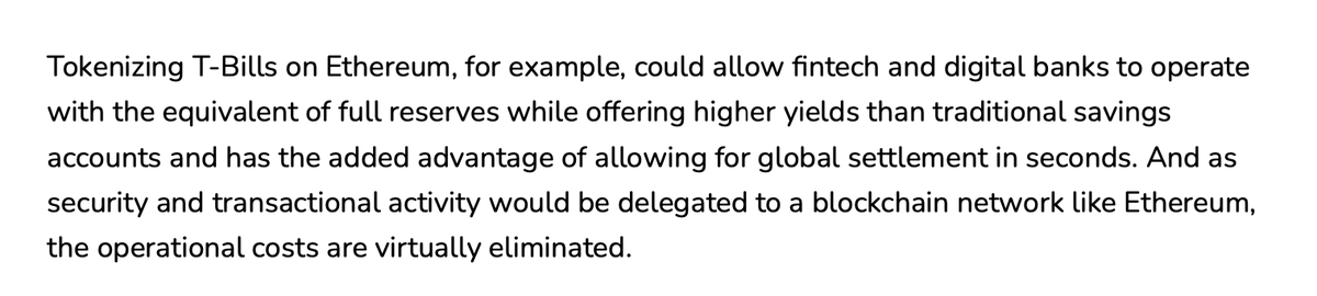 markjeffrey's tweet photo. From @ReveloIntel report:

This would solve the problem that killed Silicon Valley Bank -- and provide full backing -- which Custodia has noted is exactly why the Federal Reserve does like this.

It's shame as this is MUCH better for the customer.

Which is also why Warren hates it: this kills her big banking pals. 

Who will bank at JP Morgan when you can have 100% certainty at OnChain Bank?