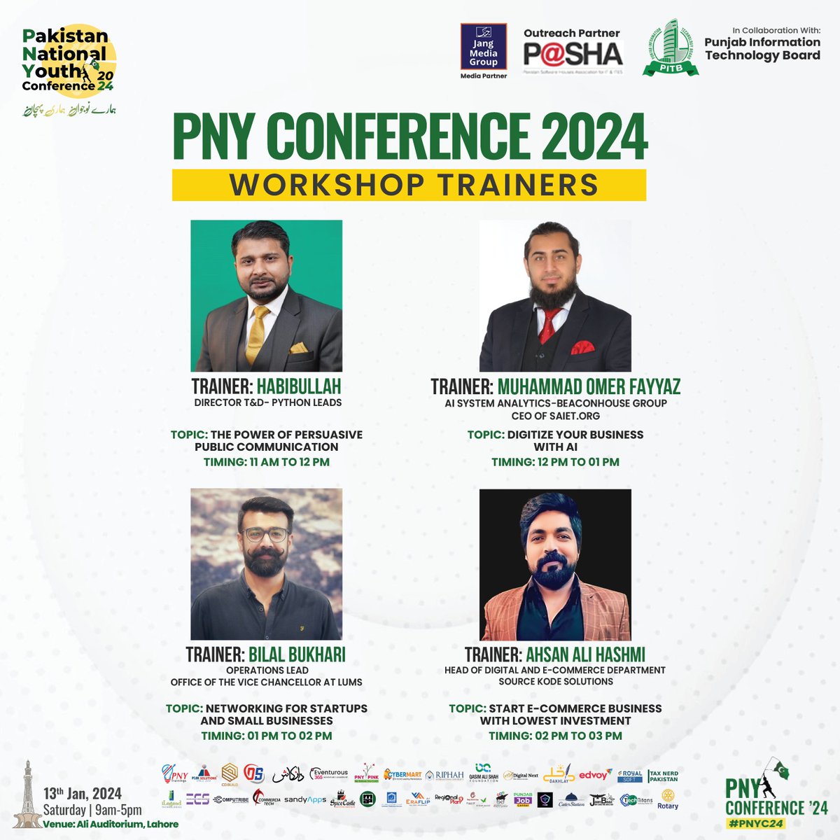 PNYConference's tweet photo. 𝐌𝐞𝐞𝐭 𝐨𝐮𝐫 𝐓𝐫𝐚𝐢𝐧𝐞𝐫𝐬 𝐟𝐨𝐫 𝐖𝐨𝐫𝐤𝐬𝐡𝐨𝐩𝐬
#PNYC2024 #PNYConference24 #PITB #Arfa #aagybarhygawPakistan #HamareNojawan #HamariPehchan https://t.co/v4BVC9FRT9