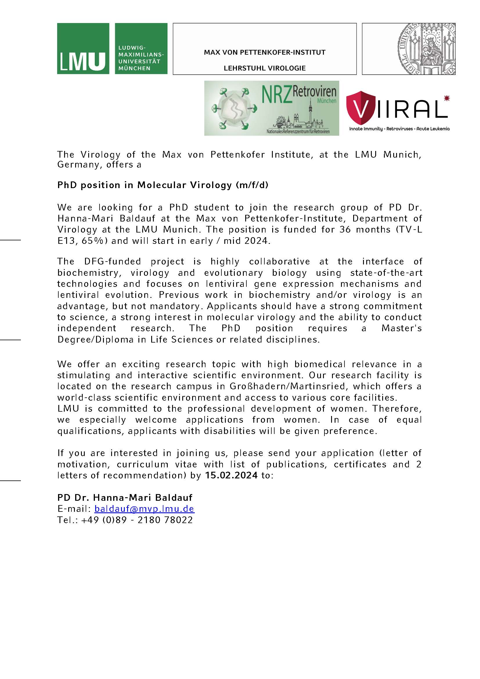 phd position virology