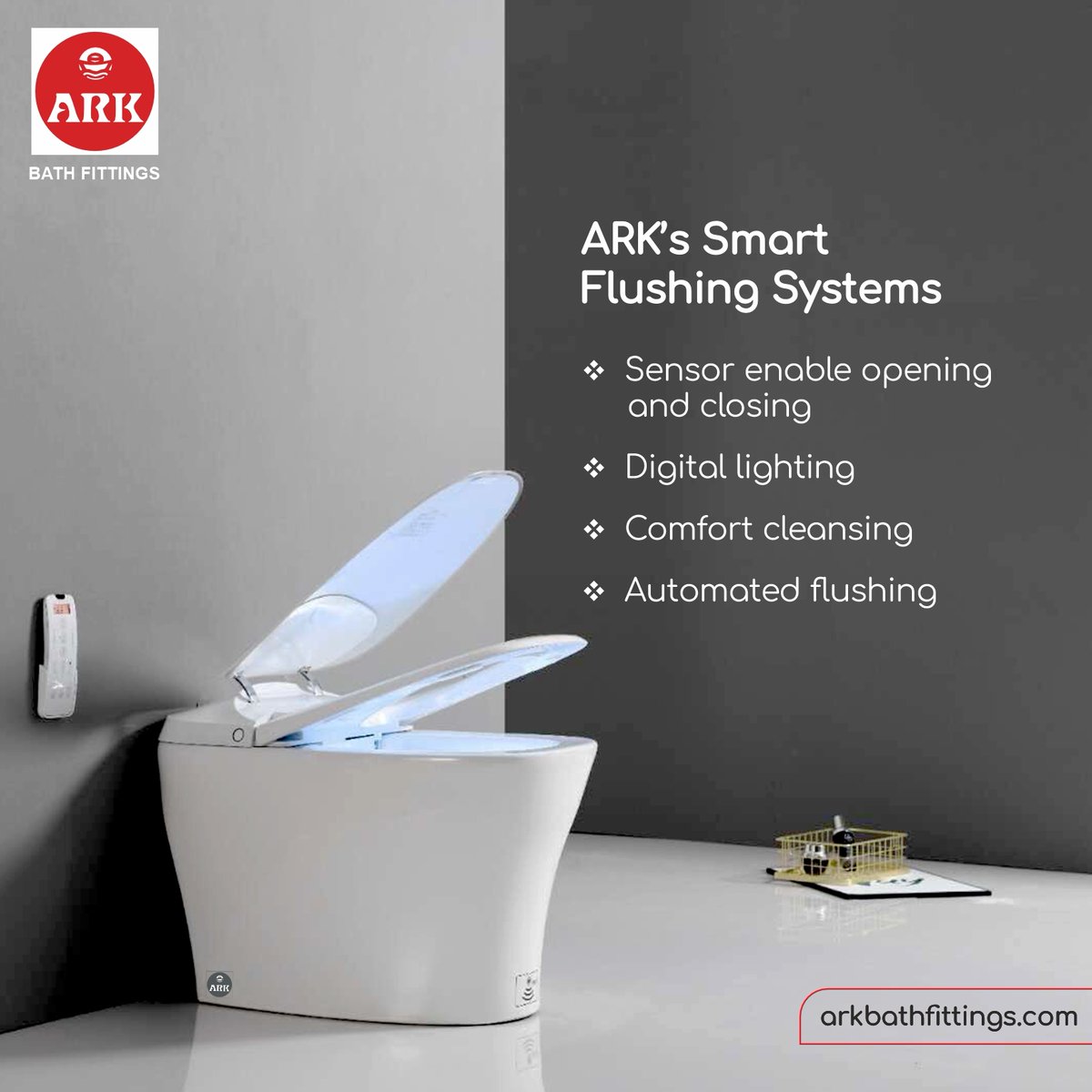 arkbathfittings's tweet image. The future of luxury will be right in your bathroom with ARK's Smart Flushing Systems. Enjoy the ease of sensor-controlled open/close, digital lighting, and automatic flushing.
Reach out to us today .

#arkbathfitting #faucetsdesign #washbasindesign #washbasinsink #faucetsdesign