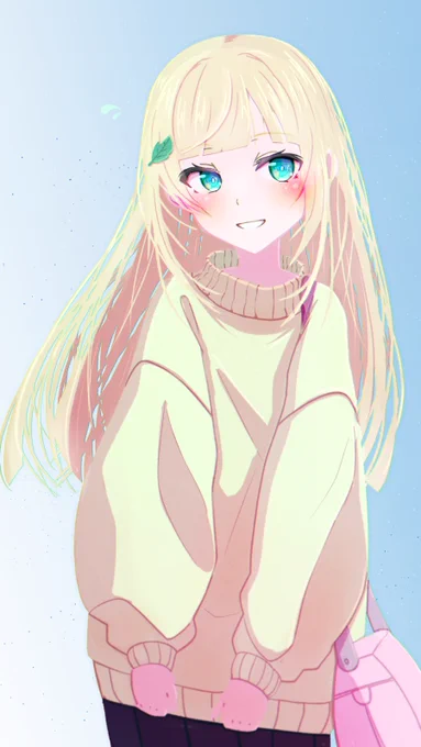 #いろはにも絵を 「らっ、ラフな格好で来てというから着てきたでごっ、ござるが、いっ、いざ見られると、はっ、恥ずかしいで、ござるな///  へっ、へんじゃ、ないよね?(焦」 
