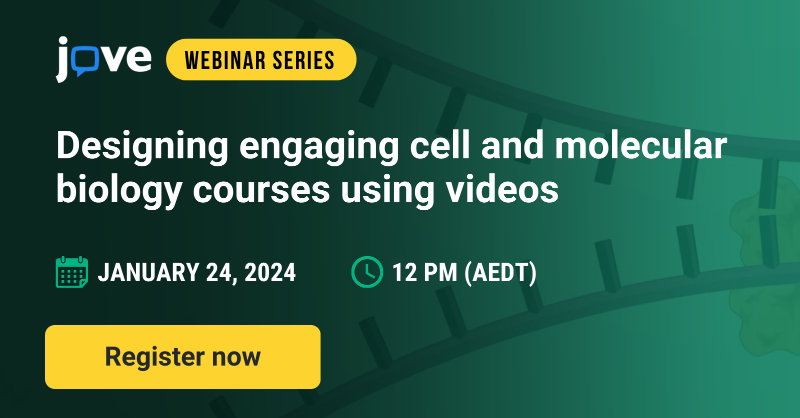 JoVEJournal's tweet photo. Do you want to learn more about using video resources for teaching biology?

Join the webinar on “Designing engaging cell and molecular biology courses using videos.”

Register now!
