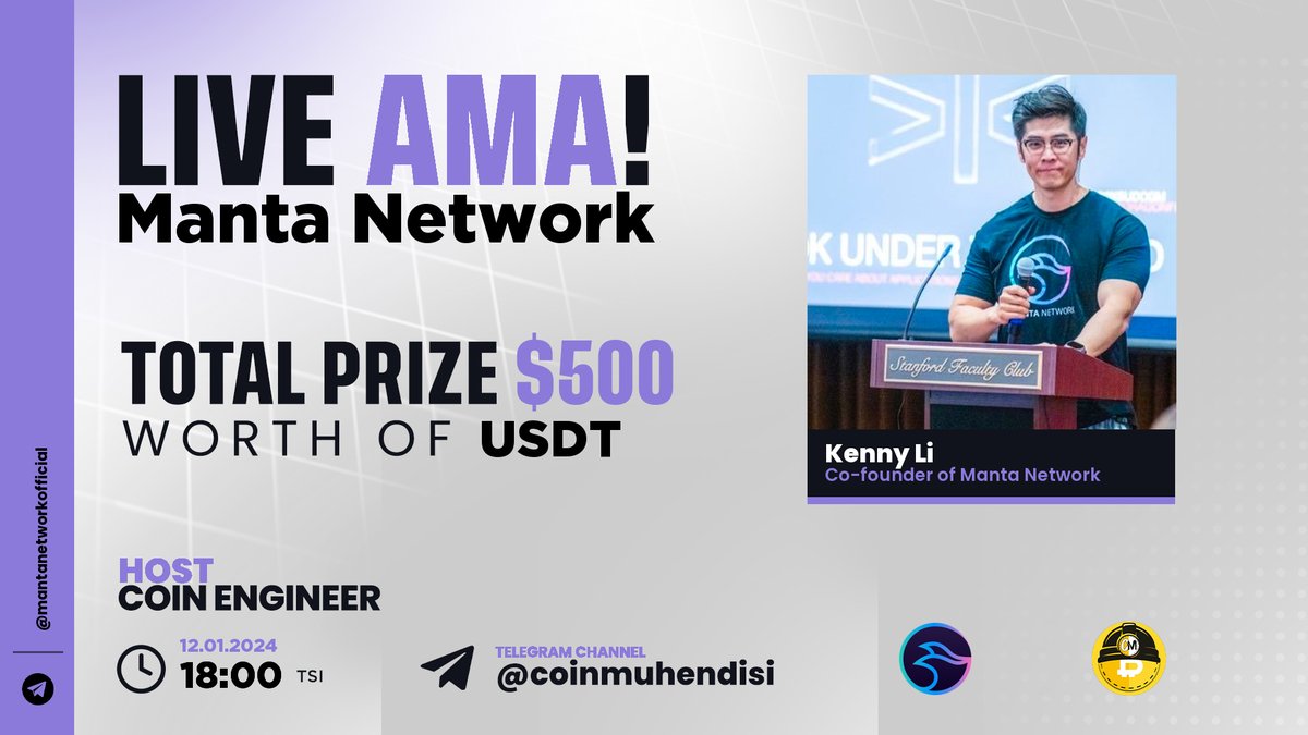 coinmuhendisi's tweet photo. 🔥 ÖDÜLLÜ AMA!  

Dostlar saat 18:00'de @MantaNetwork ile 500$ değerinde USDT ödüllü AMA etkinliği düzenliyoruz.  

👉Şartlar: @MantaNetworkTR, @airdropmuhendis, @MantaNetwork ve @coinmuhendisi'i takip et! 

💛 Beğen, RT yap! 
👉2 arkadaşını etiketle, sorunu sor! https://t.co/lTwn7p6n8Y