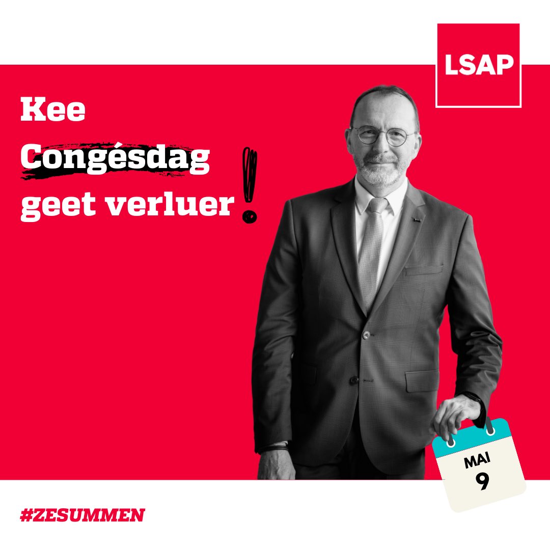 Kee Congésdag geet verluer!🥳 Dëst Joer falen fir d’éischte Kéier zwee Feierdeeg op dee selweschten Dag.📅 👏Dank dem fréieren Aarbechtsminister @georges_engel senger Initiative, behale mir all eis Congésdeeg!