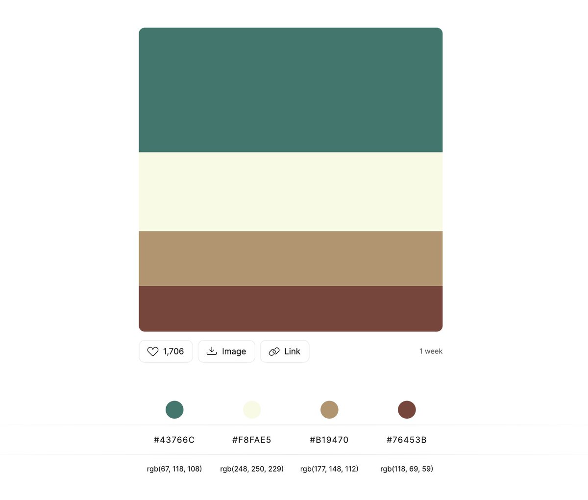 The most popular color palette of 2024 so far on Color Hunt