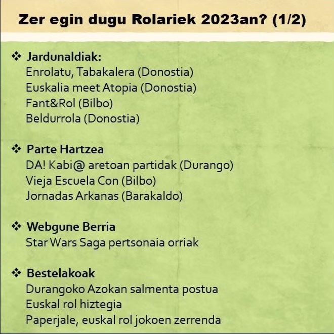 rolariak's tweet photo. Rolariak elkartean dagoeneko 2024ko maltzurkeriak prestatzen gabiltz, baina bitartean esker berezi bat iazkoetan parte hartu duzuen guztioi! https://t.co/A3DolQustT