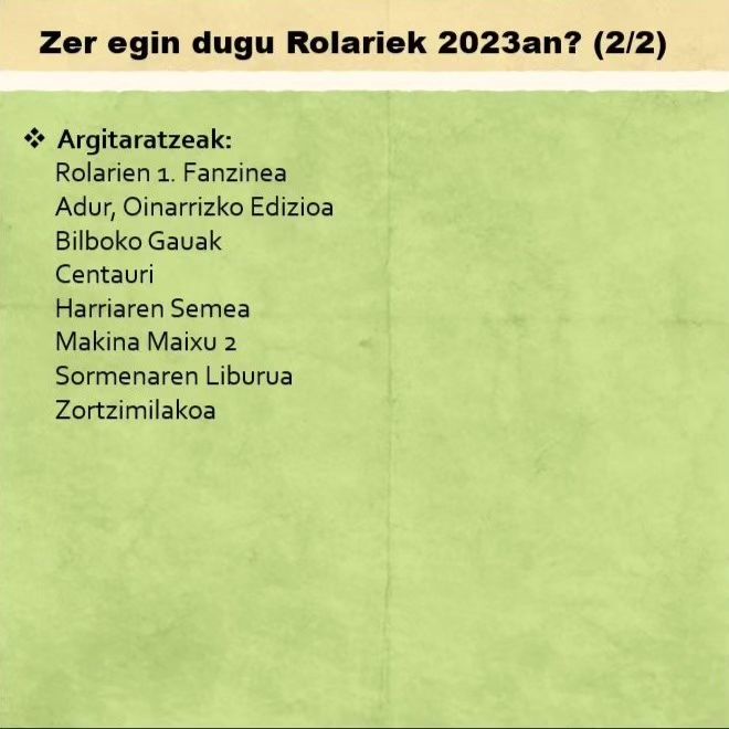 Rolariak elkartean dagoeneko 2024ko maltzurkeriak prestatzen gabiltz, baina bitartean esker berezi bat iazkoetan parte hartu duzuen guztioi!