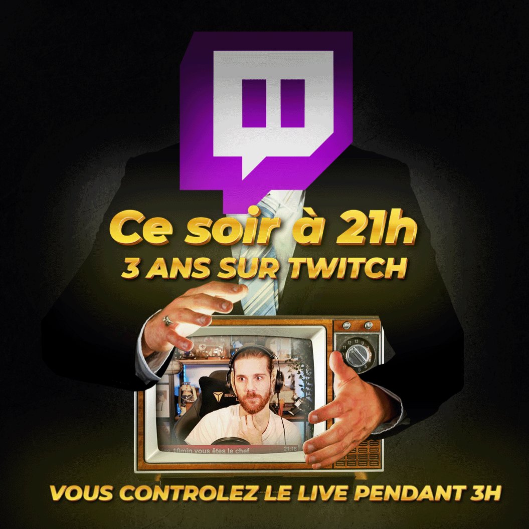 HugoJD_'s tweet photo. Allez je parle pas souvent de mes lives ici, mais ce soir à 21h on va fêter les 3 ans de la chaîne avec un concept tout particulier.

3h de live sous le contrôle des viewers, 3h à subir les choix, 3h pour les 3ans ! Hâte de vous y voir 😉

https://t.co/B0zbJgHHJd https://t.co/5lnSgL15G2