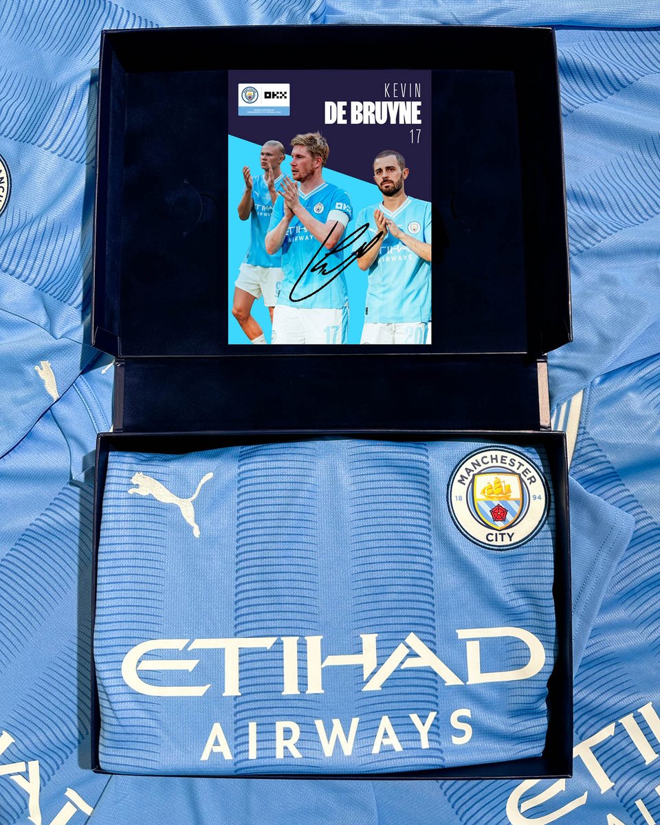 It's time for a giveaway with @mancity ⚽️

To mark the halfway point of the season, we’ve got a signed <a href="/KevinDeBruyne/">Kevin De Bruyne</a> shirt up for grabs!

To enter simply:
☑️ Follow <a href="/okx/">OKX</a>
🔁 Repost this and tag a friend 

Entries close 19th January 2024. T&amp;Cs apply: bit.ly/47rxmO8