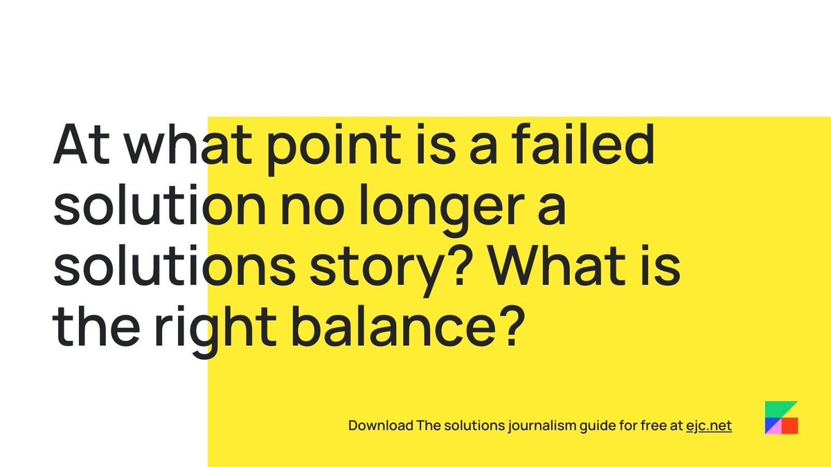 Today's question sparks curiosity: 'At what point is a failed solution no longer a solutions story? What is the right balance?' 🤔💭 Find the answer in our latest guide: '11 tough questions on how to do #solutionsjournalism'. Download it here: buff.ly/484KABc