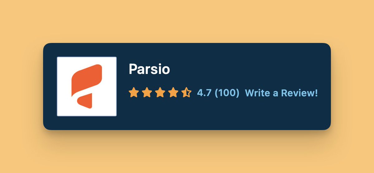 Just received our 100th review for <a href="/parsio_io/">Parsio</a> on Capterra 💪