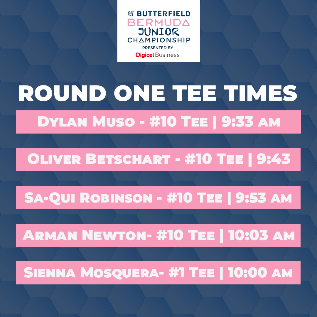 Five local Bermudians will compete in the Butterfield Bermuda Junior Championship presented by Digicel Business today at Port Royal Golf Course! Admission is FREE to the public! Don’t miss this! #BBJC24