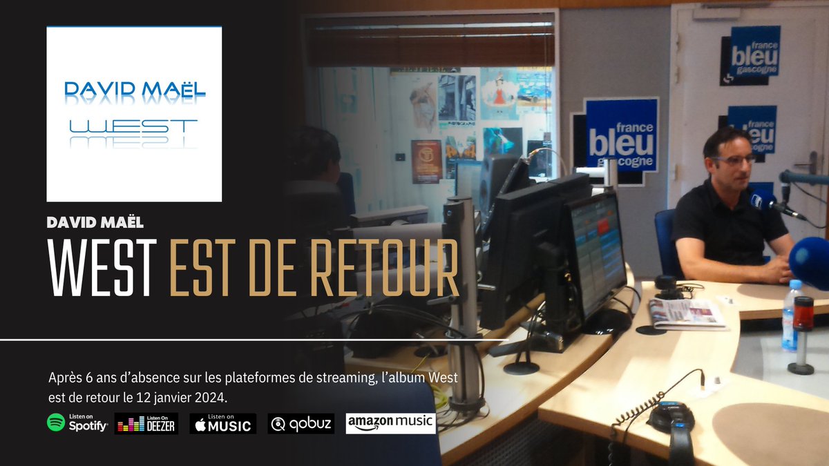 DavidMaelOff's tweet photo. Hello, après 6 ans d’absence sur les plateformes de streaming, l’album West est de retour aujourd'hui 12 janvier 2024. Belle écoute à tous 
https://t.co/eVl0kxwedS
https://t.co/JAvjZAfUck
#music #musique #davidmael #dancemusic #electromusic #electro #paris #losangeles #miami https://t.co/XSYYblNaGU