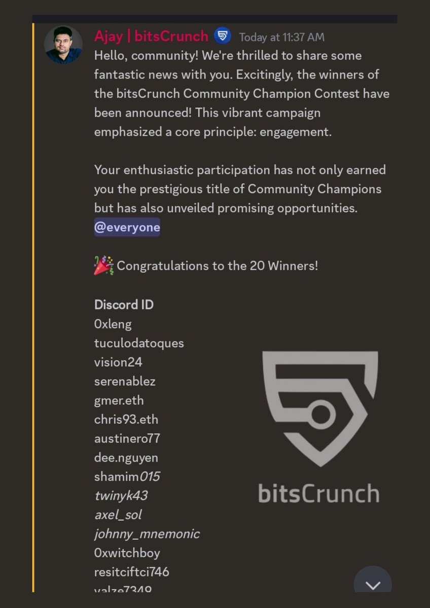 Luckytlb1's tweet image. A few days to go in the @bitsCrunch #task4 incentivized #testnet, and some community members have already been rewarded for their outstanding commitment towards the growth of #bitscrunch and $BCUT. It&apos;s amazing 🤩. Be a part of it 👉 discord.gg/bitscrunch