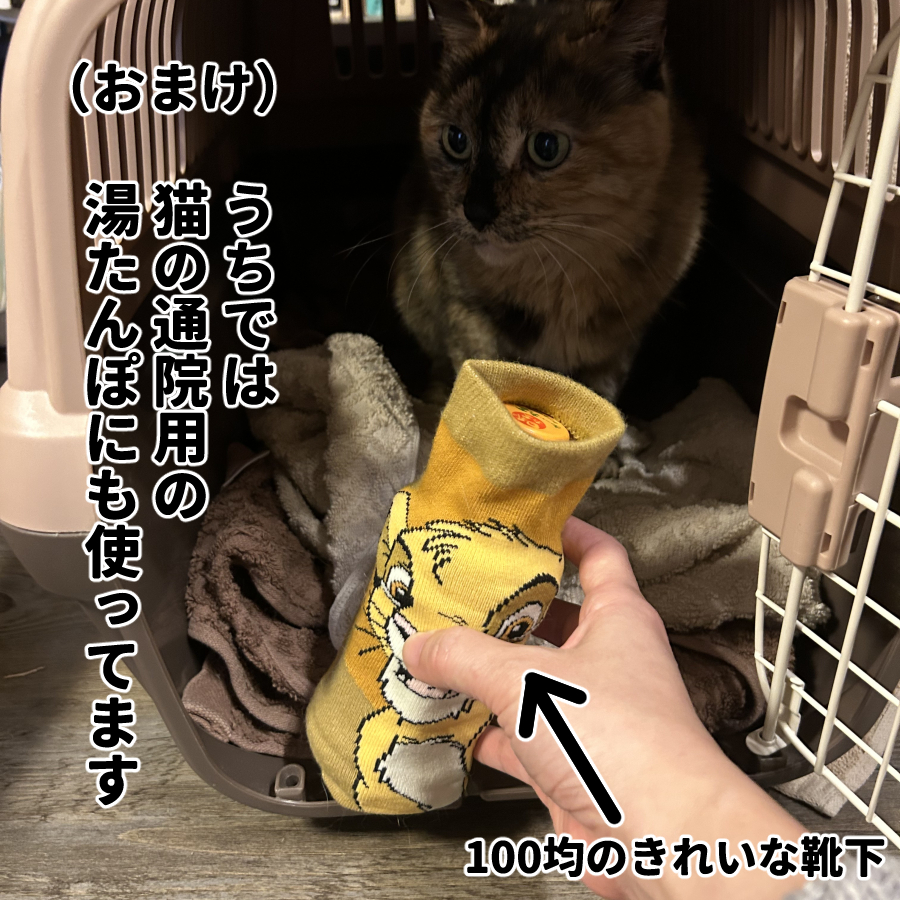 お湯入りペットボトルは
ハンカチとかきれいな靴下とかで包むと保温効果になって
簡易湯たんぽとして使えるので
1つあると便利です(^^)
会社とかでも使えます♨️