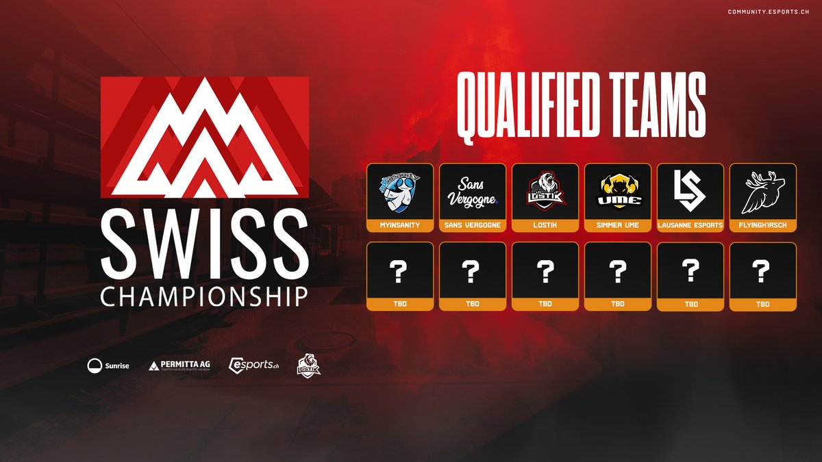 LostikCH's tweet photo. We already have six invited teams waiting for the best, the Swiss scene has to offer in the groupstage.

Make sure to enter the Qualifiers this Saturday at 13:00 to fight for one of the open spots and make them sweat for the 3'500.- prizepool! ⚔️

🌐 https://t.co/n5xxr9ZIMk https://t.co/lzdHkPHKkL
