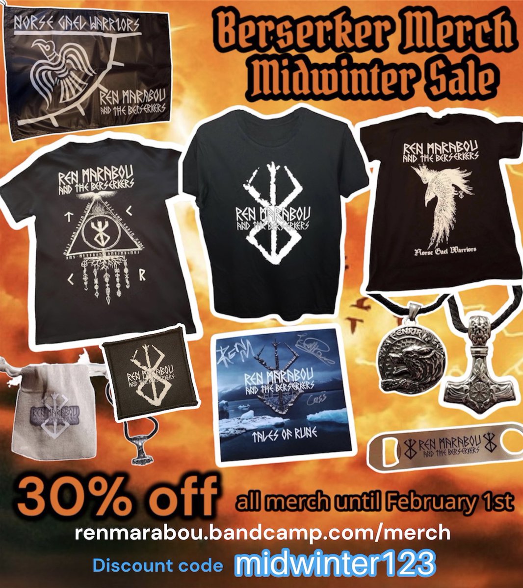 renmarabou's tweet photo. Heathen Tribe 🛡️⚔️

To kick off the new year we are running a Miðsvetrarblót Midwinter Sale on all our merch from now until February 1st.

Just use the discount code 
midwinter123 at checkout and get 30% off. 

Enjoy raiding Heathens 🤘🏻🔥

Store…
https://t.co/2NsSZr9eoa https://t.co/PcsgnfvQ3m