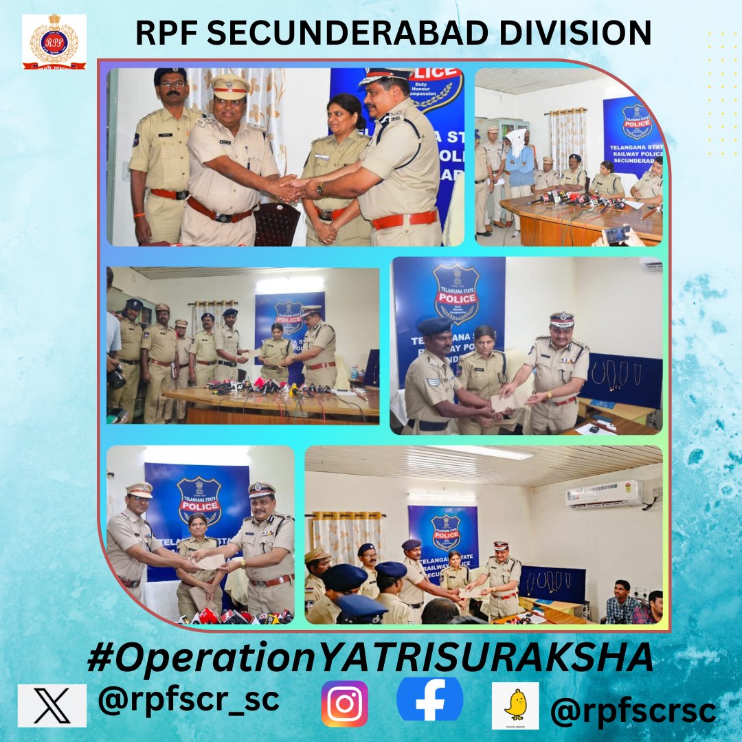 rpfscr_sc's tweet photo. RPF's unwavering commitment to passenger safety is evident as IPF/SC and RPF/CPD teams swiftly nabbed a Habitual ToPB offender, confiscating 14.3 Tulas Gold ornaments, valued at  Rs. 9,00,000/- Their rapid response guarantees justice via GRP/SC. #OperationYatriSuraksha #rpfscr https://t.co/ZTWfL5q6KL