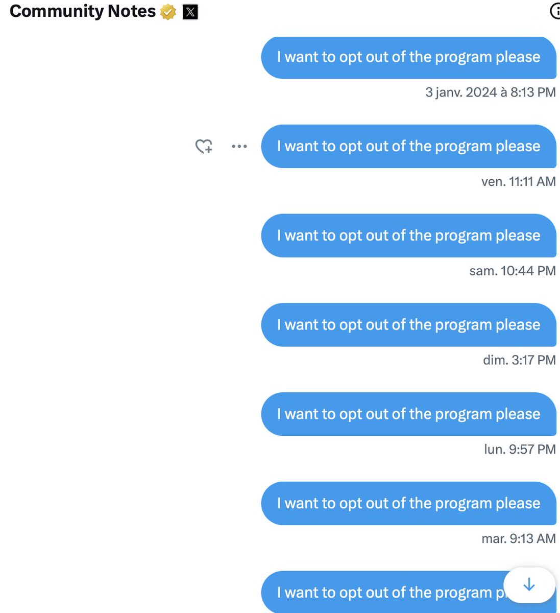 Looks like the <a href="/CommunityNotes/">Community Notes</a> is a sect. Way easier to get in than to get out... It's been 10 days that I'm trying to get out, but I guess all the employees were all fired by the stable genius...