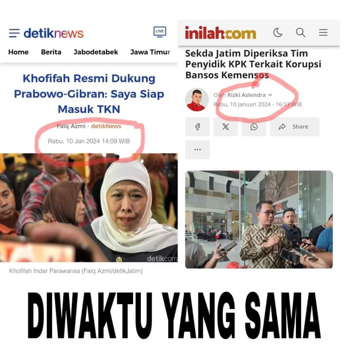 DS_yantie's tweet photo. Setelah sekda di periksa KPK terkait korupsi bansos,
KPK langsung Geledah Kantor Gubernur Jatim Khofifah,
Dan tak menunggu lama Khofifah langsung mendukung Prabowo-Gibran.
Kalian tebak sendiri lah yang pasti dukungan ini bukan karena suka rela 😝

#AsalBukanPrabowo https://t.co/0E6HApvInM