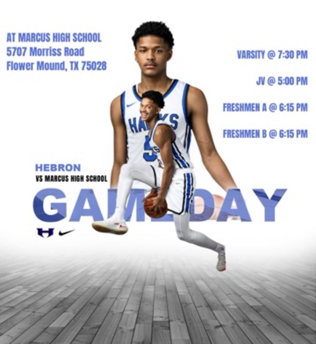 HebronHawksBB's tweet image. 🔵⚪️ 🏀Game 5 of District🏀⚪️🔵
Come out and support your Hawks

🆚  @MarcusBsktBall 
📆  Jan. 12th
⏰  7:30pm
📍  Marcus HS
#Round5ofTheFight #ItsJustWork #Toe2Toe