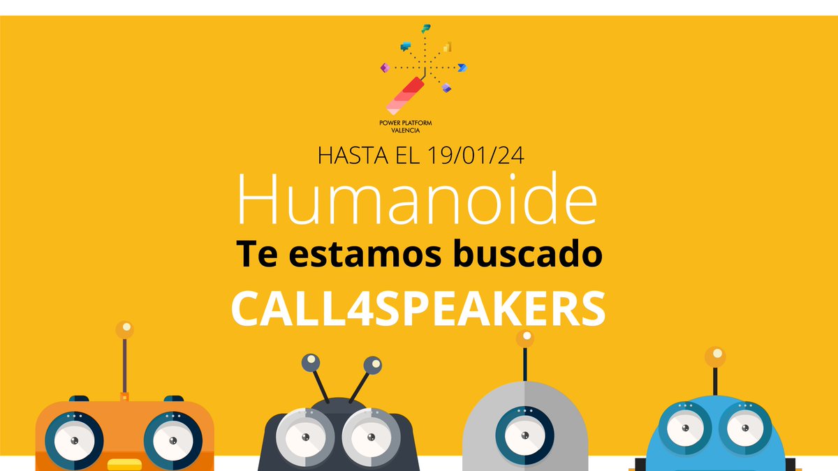 El Rincón Dynamics (@rincondynamics) on Twitter photo 🤖¡¡¡¡¡HUMANO!!!! 🤖 Este es un aviso de que aún estás a tiempo de apuntarte al #call4speakers de <a href="/pwpvalencia/">PowerPlatform Valencia</a> . Piénsalo, tú, nosotros y el equipazo del Bootcamp compartiendo conocimiento, unas risas y buenas vibras. Puedes apuntarte en: sessionize.com/powerplatform-… 🤖¡¡¡¡¡HUMANO!!!! 🤖 Este es un aviso de que aún estás a tiempo de apuntarte al #call4speakers de <a href="/pwpvalencia/">PowerPlatform Valencia</a> . Piénsalo, tú, nosotros y el equipazo del Bootcamp compartiendo conocimiento, unas risas y buenas vibras. Puedes apuntarte en: sessionize.com/powerplatform-…