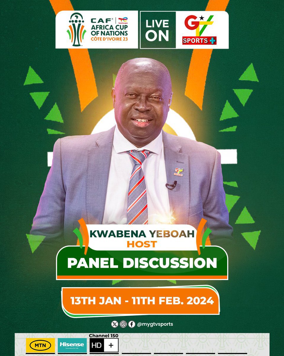 GTV_Ghana's tweet photo. There are many legends but when it comes to this business, we have the LEGEND.

Kwabena Yeboah is READY! 

No gree for anybody. 

Watch the #AFCON2023 on your National Broadcaster for FREE! https://t.co/25A7cjhS3n