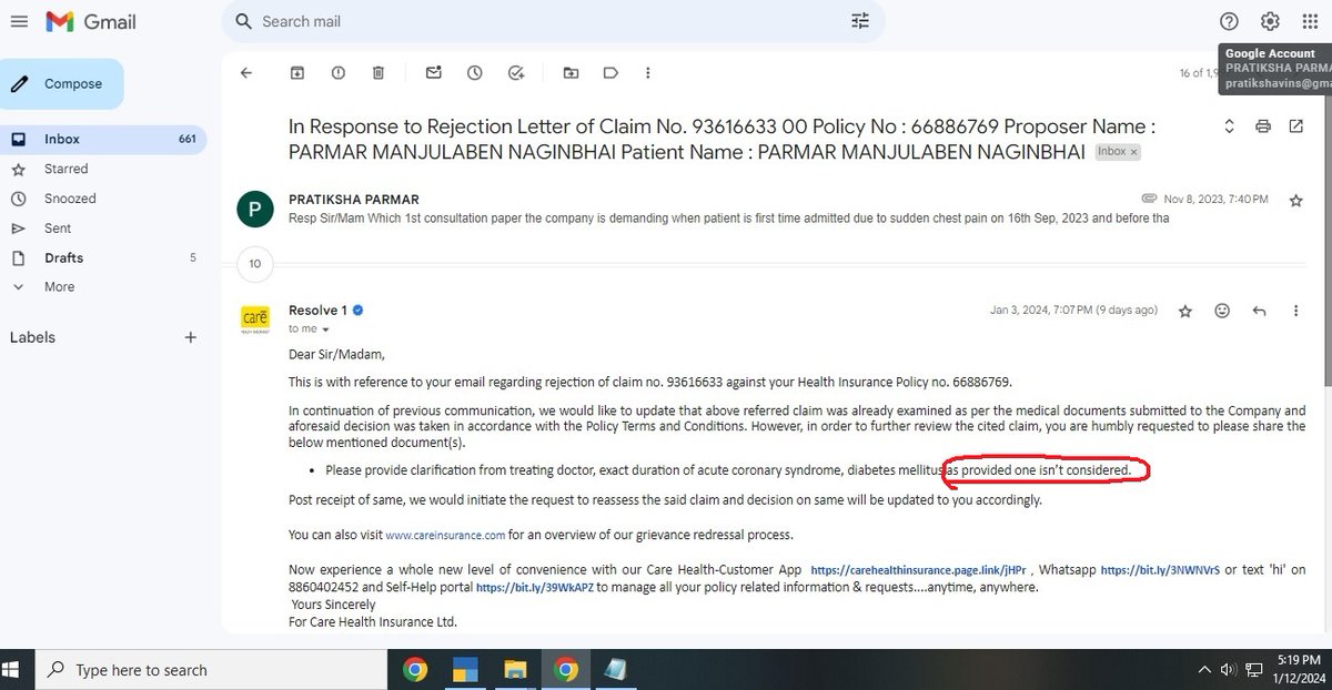 ifvinod's tweet photo. @careinsuranceIN is anything done by your team? or just taking salary?
i got this shameless reply from your mindless staff. Document what i deposited is not considered while everything written in that document. Why u don't consider that document? https://t.co/BlwCjjfR6X