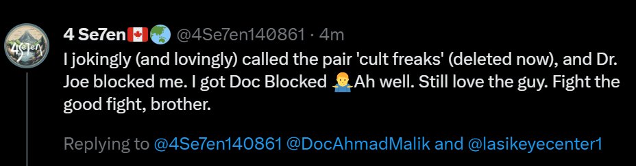 _J1K2P3_'s tweet photo. @4Se7en140861 @DocAhmadMalik @lasikeyecenter1 @lasikeyecenter1 must not have felt the love that you say was behind your post. I probably would'a blocked you, too. https://t.co/Vn19oODeMc