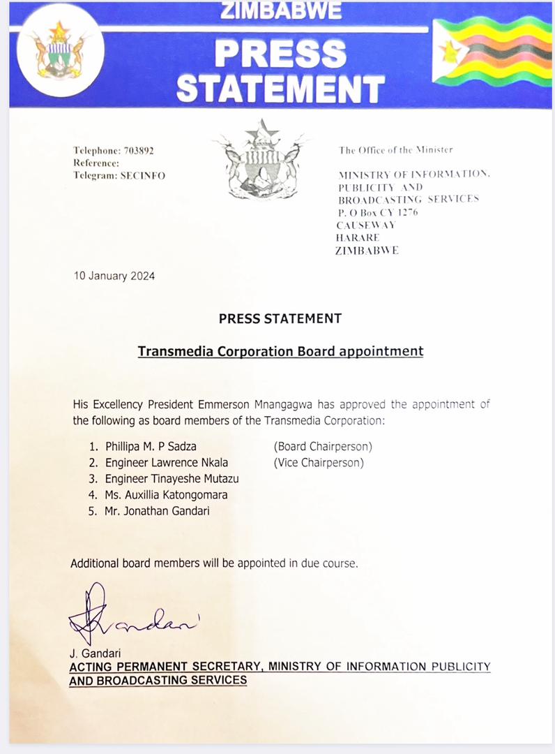 Congratulations to our Managing Partner, Phillipa M. Phillips- Sadza for being appointed the Chairperson of Transmedia Corporation Board.

Congratulations! Makorokoto! Amhlope!