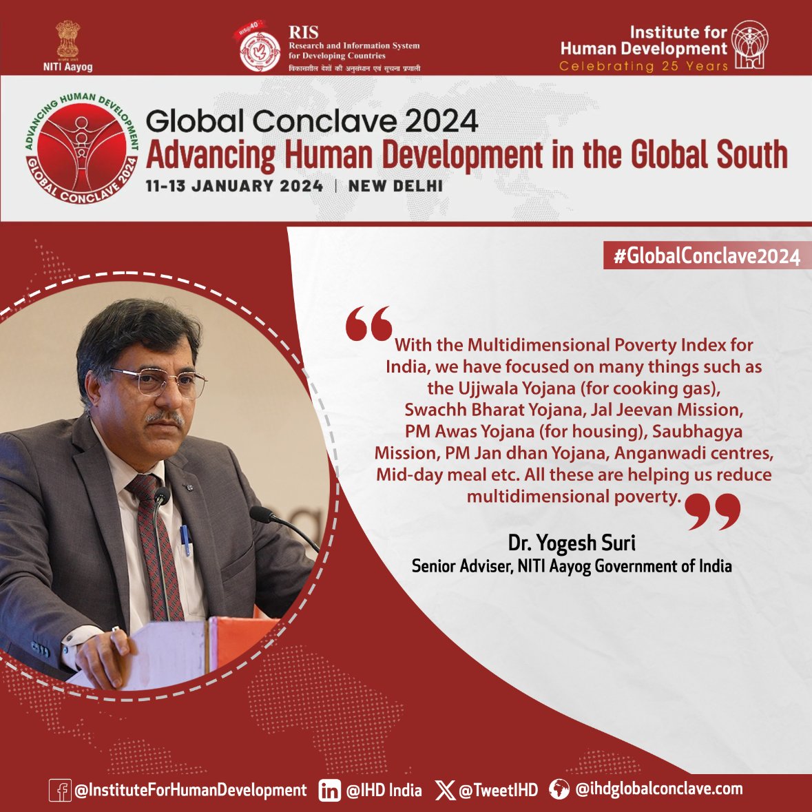 Yogesh Suri briefs us on the benefits of using the Multidimensional Poverty Index towards reducing poverty in India. Organized by:- @UNDP @NITIAayog @TweetIHD #GlobalConclave2024 #IHD25Years #IHDIndia #GC2024 #NITIAayog