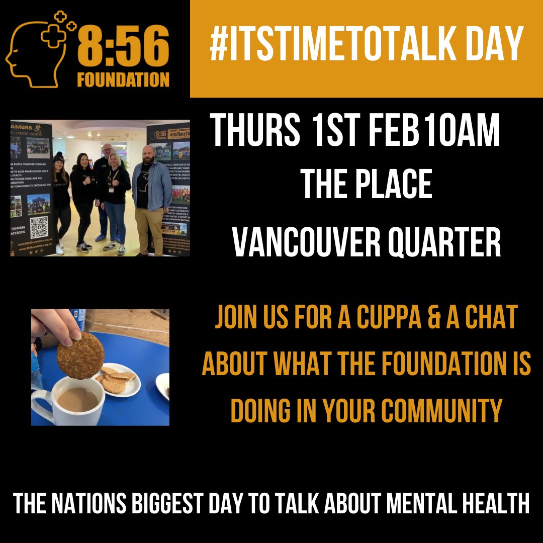 #ITSTIMETOTALK Day 2024

The 1st Feb is the Nations Day to have a conversation about Mental Health, to be a little more open about how we really feel - bring people, communities &amp; workplaces together...

We'd love you to join us at THE PLACE for a Cuppa &amp; Chat