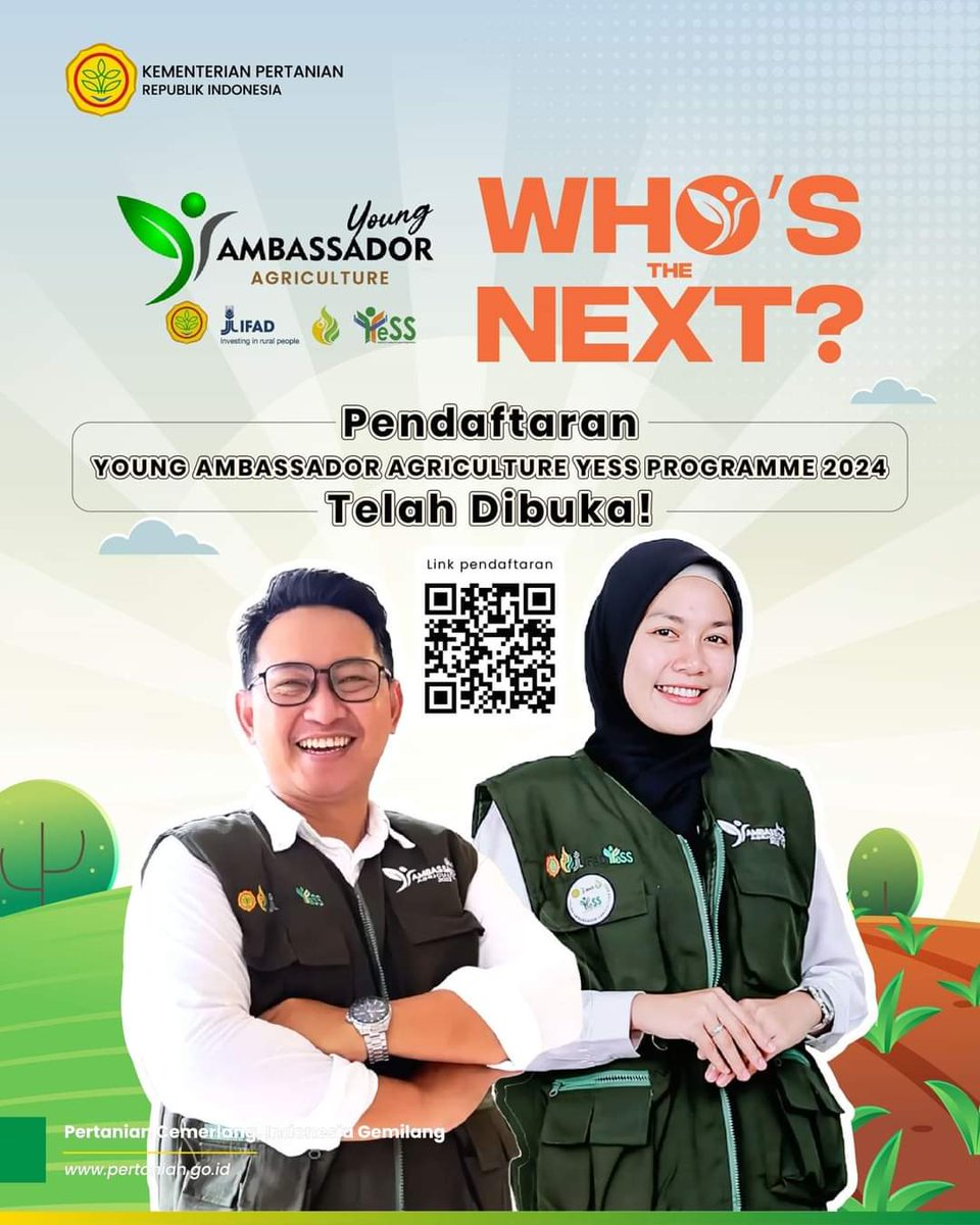 brmptri's tweet photo. SobaTani, kalau kamu berusia 19-35 tahun dan punya usaha dibidang pertanian yang sudah berjalan (minimal) 2 tahun.
Yuukkk, daftarkan diri kamu ke https://t.co/kRwBA8dFDc atau scan qr yang ada dipostingan ini ya!
Siapa tau, kamu #PetaniMudaYESS selanjutnya. https://t.co/zqDhHwgxNt