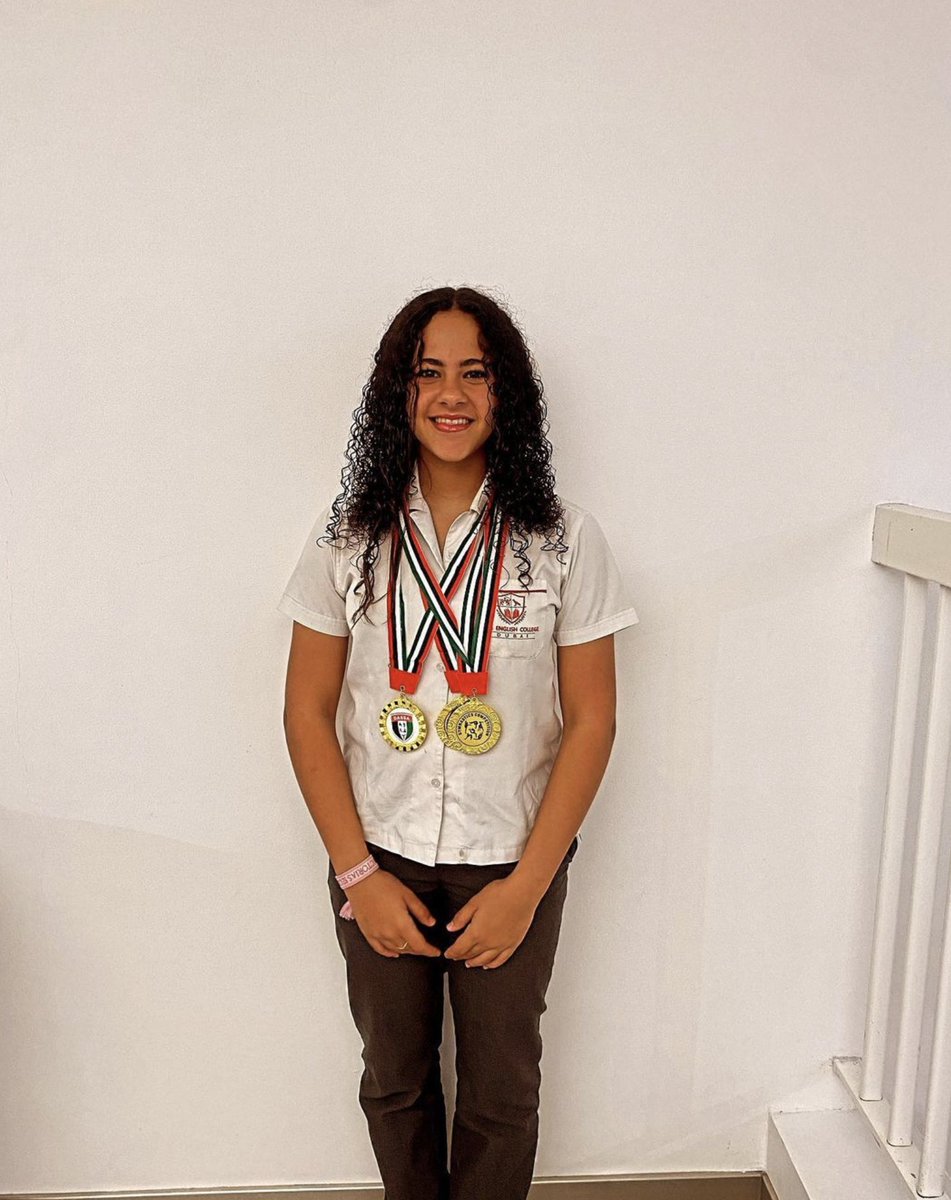 InfoECDubai's tweet photo. A huge well done to Emma Nassif for winning 3 gold medals at DASSA Gymanstics competition last weekend. Emma won Vault, floor and overall gold medals! Well done Emma!! 👏🏻💪🏻 #dassa #ecsport #gymnastics https://t.co/TB0tv7lxFT