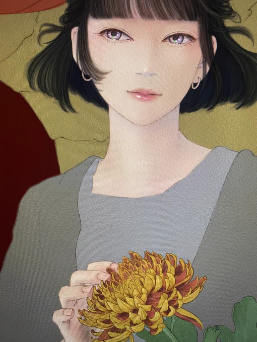 ちょっとずつちょっとずつ 菊が出来てきた #wip #途中絵