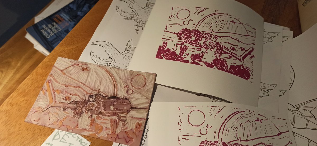 ruemrodel's tweet photo. Première Linogravure tiré d'un dessin de @vestele8 ... Bon ya du boulot ! Mais c'est amusant à faire ! 

#nomanssky #nms #linogravure #hellogame https://t.co/MGNa3qLhfP
